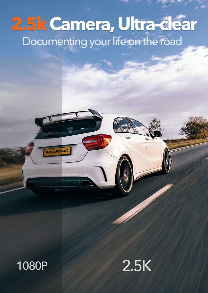 Wolfbox I03 2.5K Dash Cam WiFi Full HD Car Dashboard Camera Night Vision