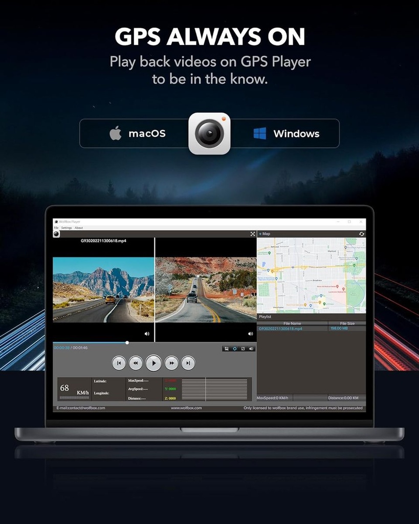 Wolfbox G840S 12" 4K Mirror Dash Cam Backup Camera Smart Rearview Mirror