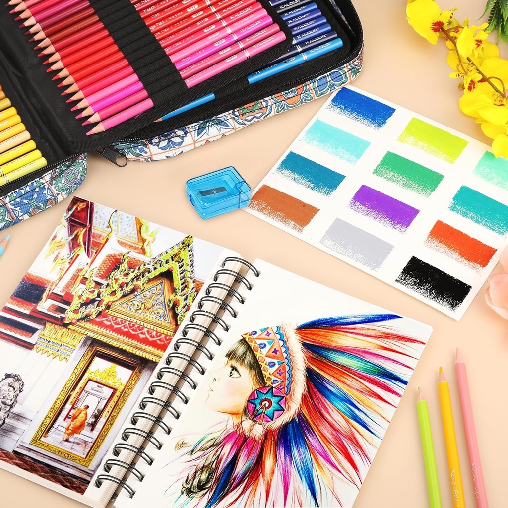KALOUR 120 Color Pencil Set in Nylon Case - Complete Coloring Set