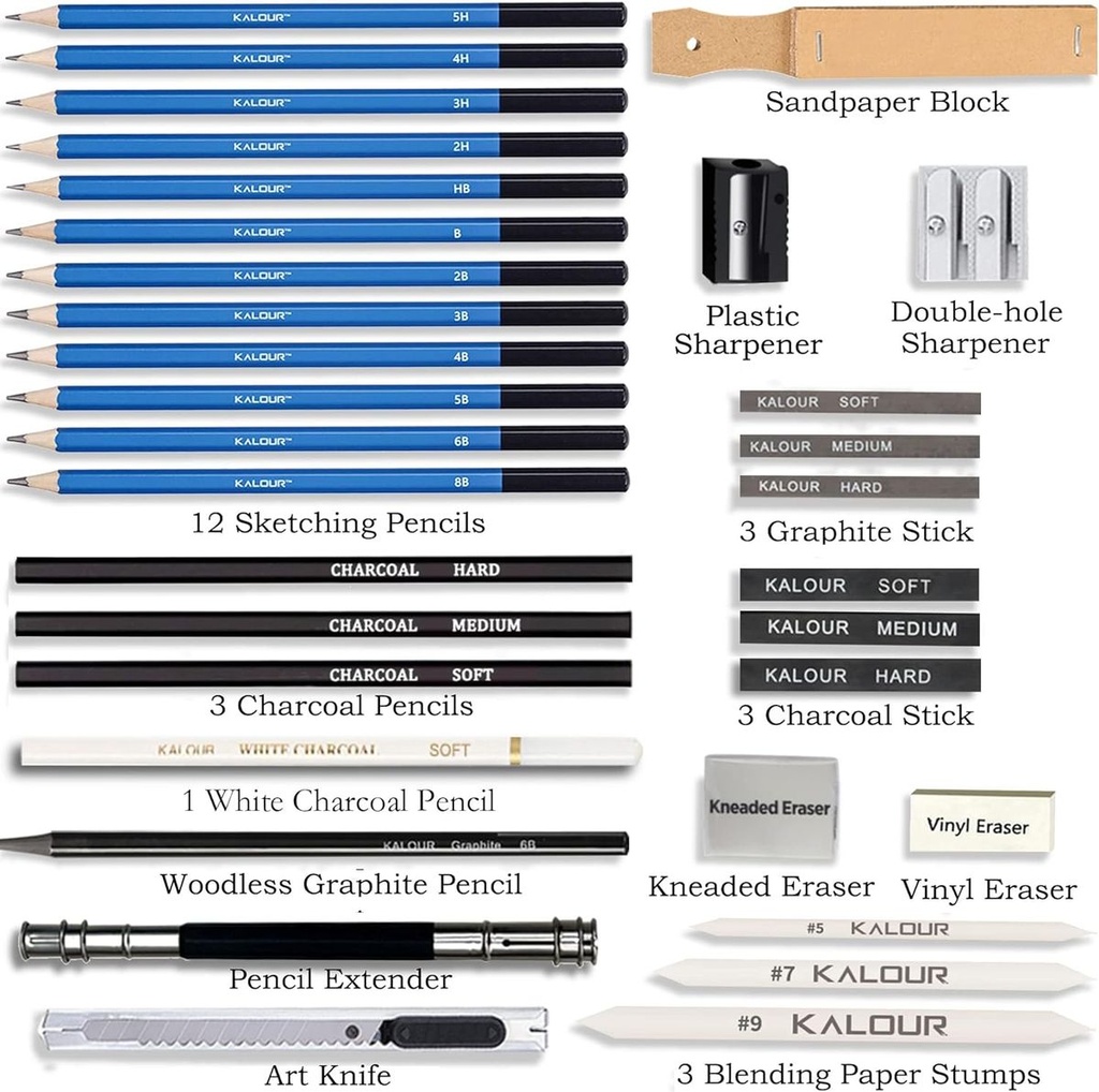 KALOUR 33 PCS Sketching Pencil And Drawing Pencil Set