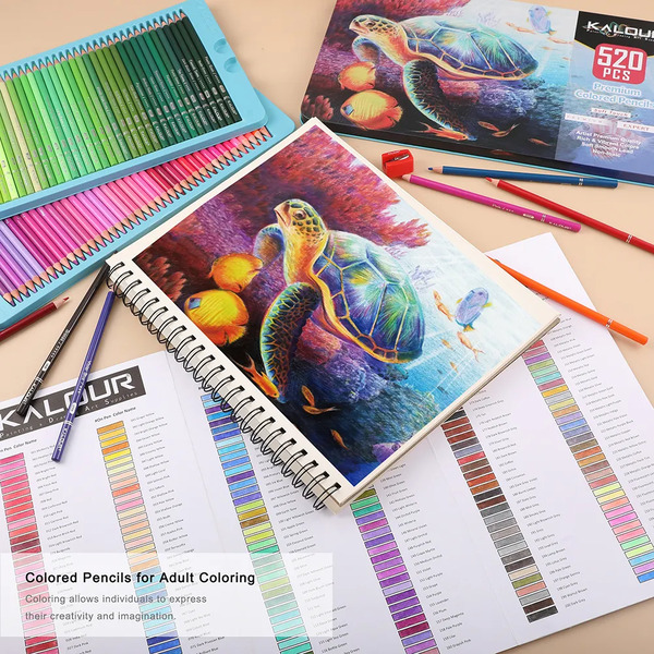 KALOUR 520 Color Pencil Tin Box Set - Massive Collection of 520 Pencils