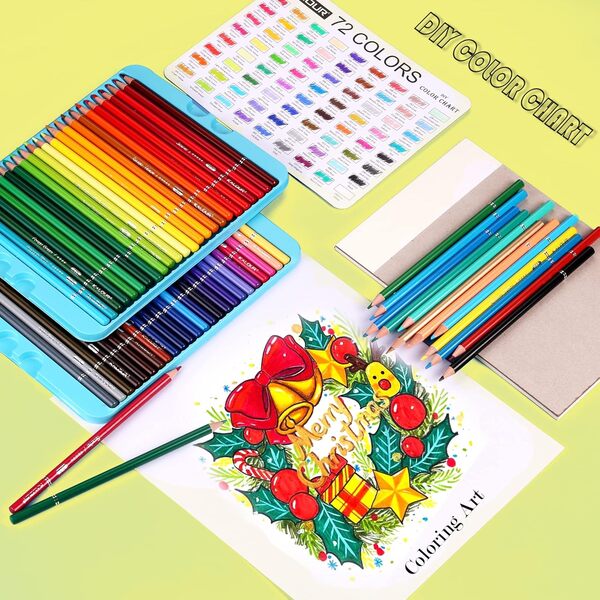 KALOUR 72 Premium Colored Pencils, Artists Soft Core Vibrant Color
