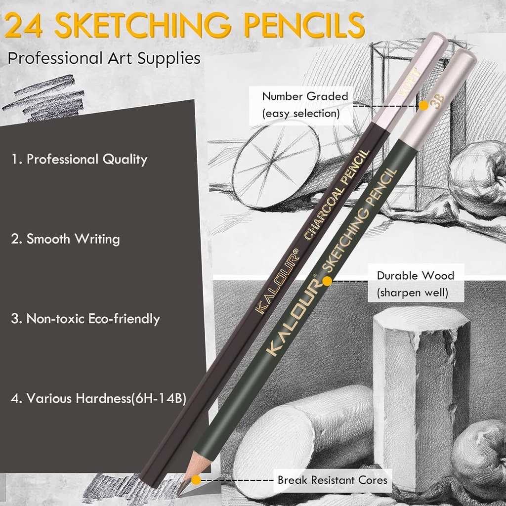 KALOUR 72 Sketch Drawing Pencils Kit