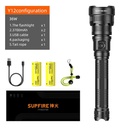SUPERFIRE Y12 P90 LED Flashlight - 3000 Lumens, 5 Modes, USB Rechargeable