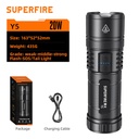 SUPERFIRE Y5-N Zoom Flashlight - 1200 Lumens, 800m Beam Distance, 5 Modes