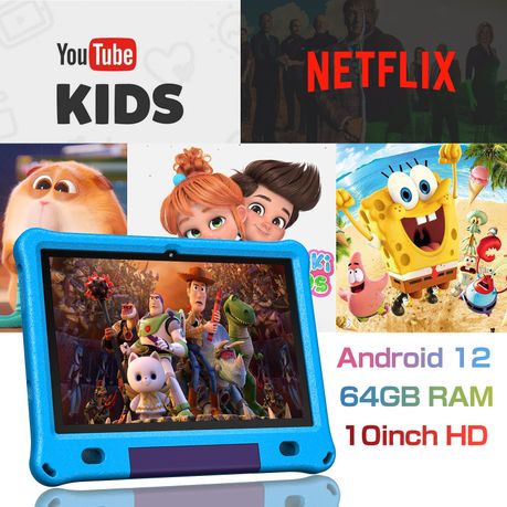 PRITOM Learning Kids Tablet 10.1" HD - 3GB RAM, 64GB Storage, WiFi - Blue