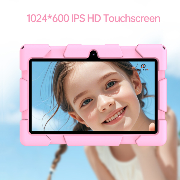 PRITOM K7 Pro Kids Tablet - 7" HD Display, 4GB RAM, 32GB Storage - Pink
