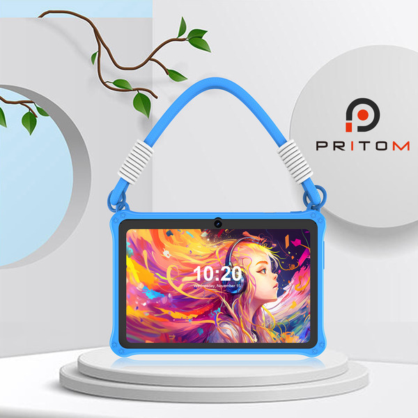 PRITOM Kids Adventure Tablet 7" - 2GB RAM, 32GB Storage, Parental Controls - Blue