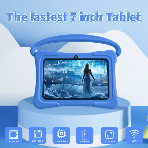 PRITOM Kids Smart Tablet 7" WiFi | 2GB RAM, 32GB Storage, Parental Controls - Blue