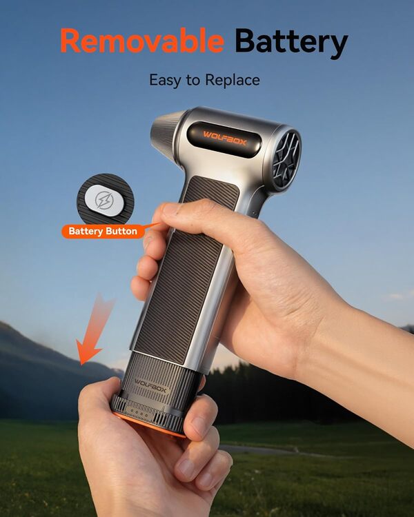 Wolfbox Portable Turbo Compressed Air Jetfan Handheld Cleaner & Hairdryer MF200 with Removable Battery