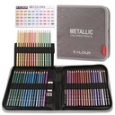 KALOUR 50 Metallic Color Pencil Set in Nylon Case Vibrant Metallic Colors